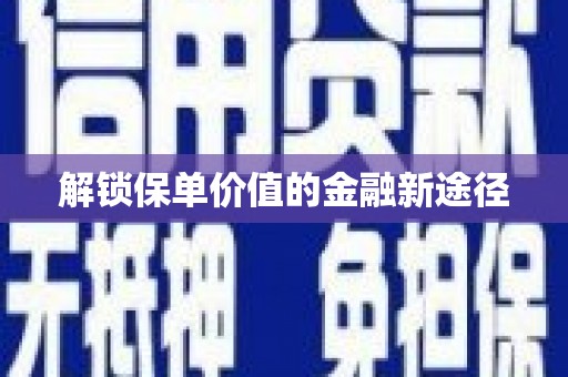 延津解锁保单价值的金融新途径