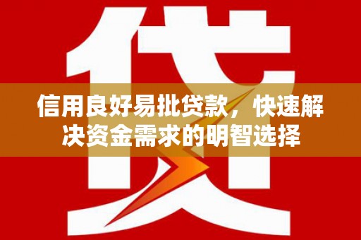 延平信用良好易批贷款，快速解决资金需求的明智选择