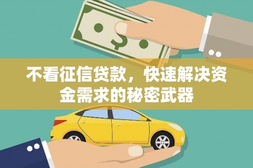 阿合奇不看征信贷款，快速解决资金需求的秘密武器