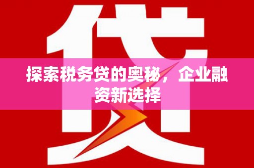 正镶白旗探索税务贷的奥秘，企业融资新选择
