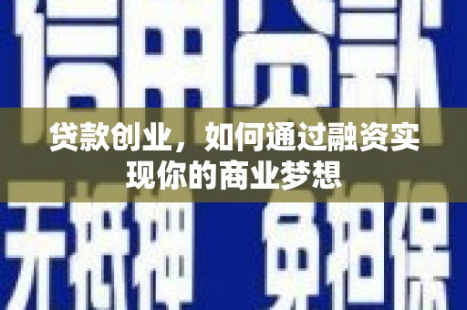 维西贷款创业，如何通过融资实现你的商业梦想